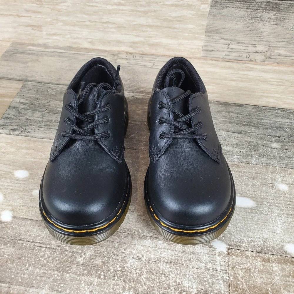 Dr. Martens Softy T 1461 Kids Shoes Sz 8 Black Leather Lace Up Round Toe Casual
